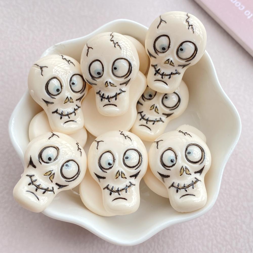 8Pcs New Models Resin Cute Cartoon Halloween Series Flat Bottom Scrapbook Diy Jewelry Hair Clips Phone Case Ornament Accessories