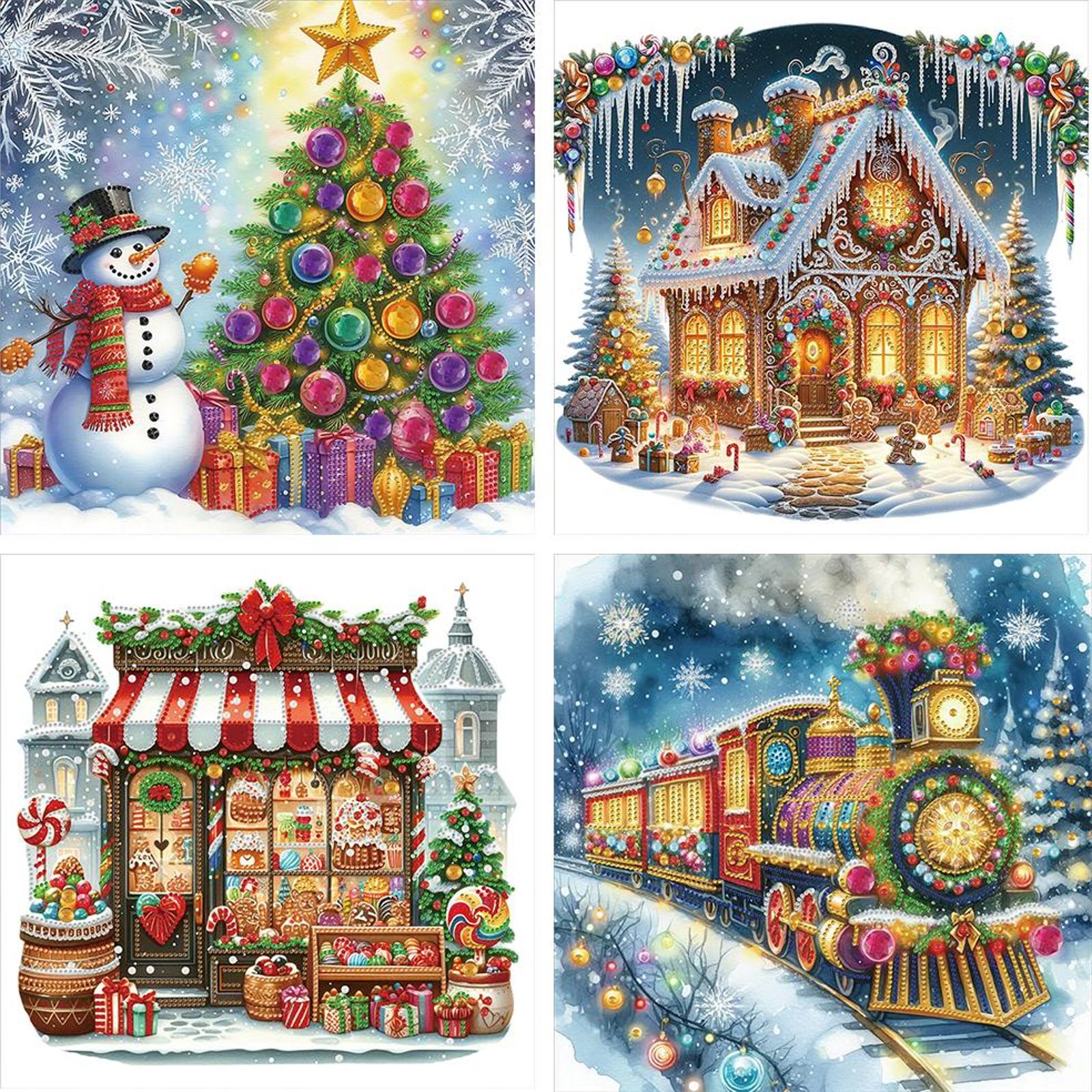 4 шт. Рождественский 5D DIY Набор для частичной алмазной вышивки кристаллами специальной формы Декор