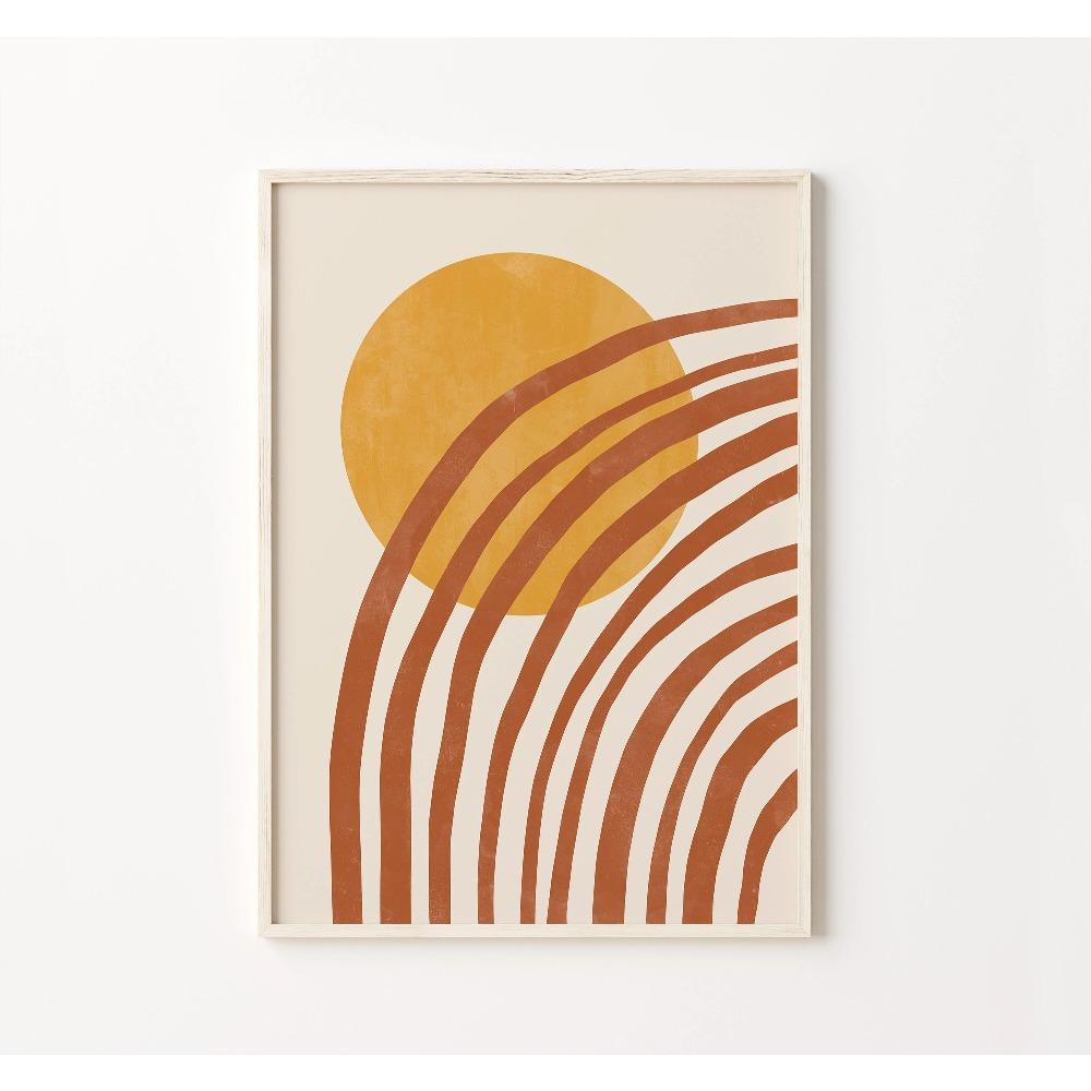 Minimalist Abstract Folk Art Prints, Colourful Bohemian Botanical Canvas Prints for Home, Bedroom, Living Room,Office,Decoration