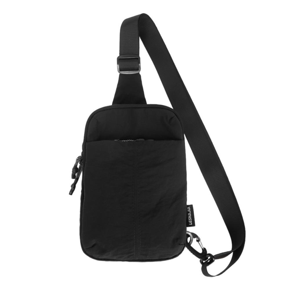Lightweight Sports Crossbody Bag Solid Color Outdoor Chest Bag Fashion Nylon Shoulder Bag Male чёрный