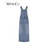 MO&Co. Women's Washed Blue Denim A-Line Overall Dress