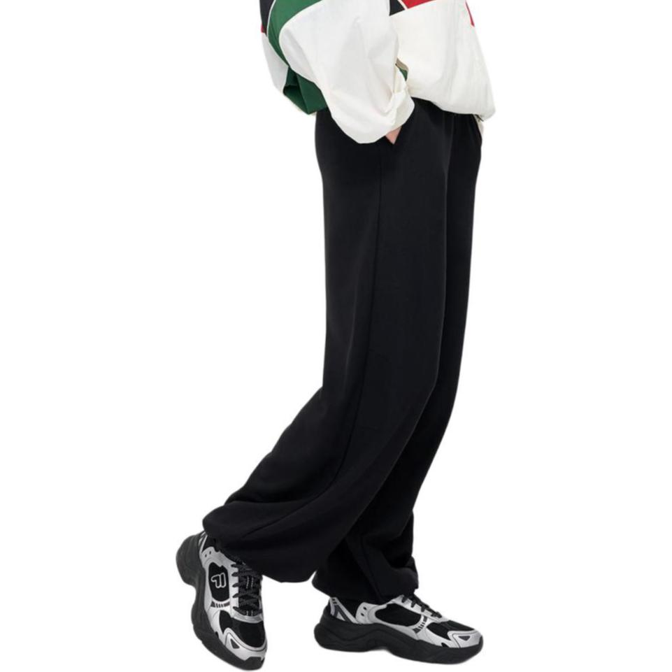 FILA Fusion Simple Solid Color Loose Knit Casual Pants Women bottoms Black T11W432602FBK