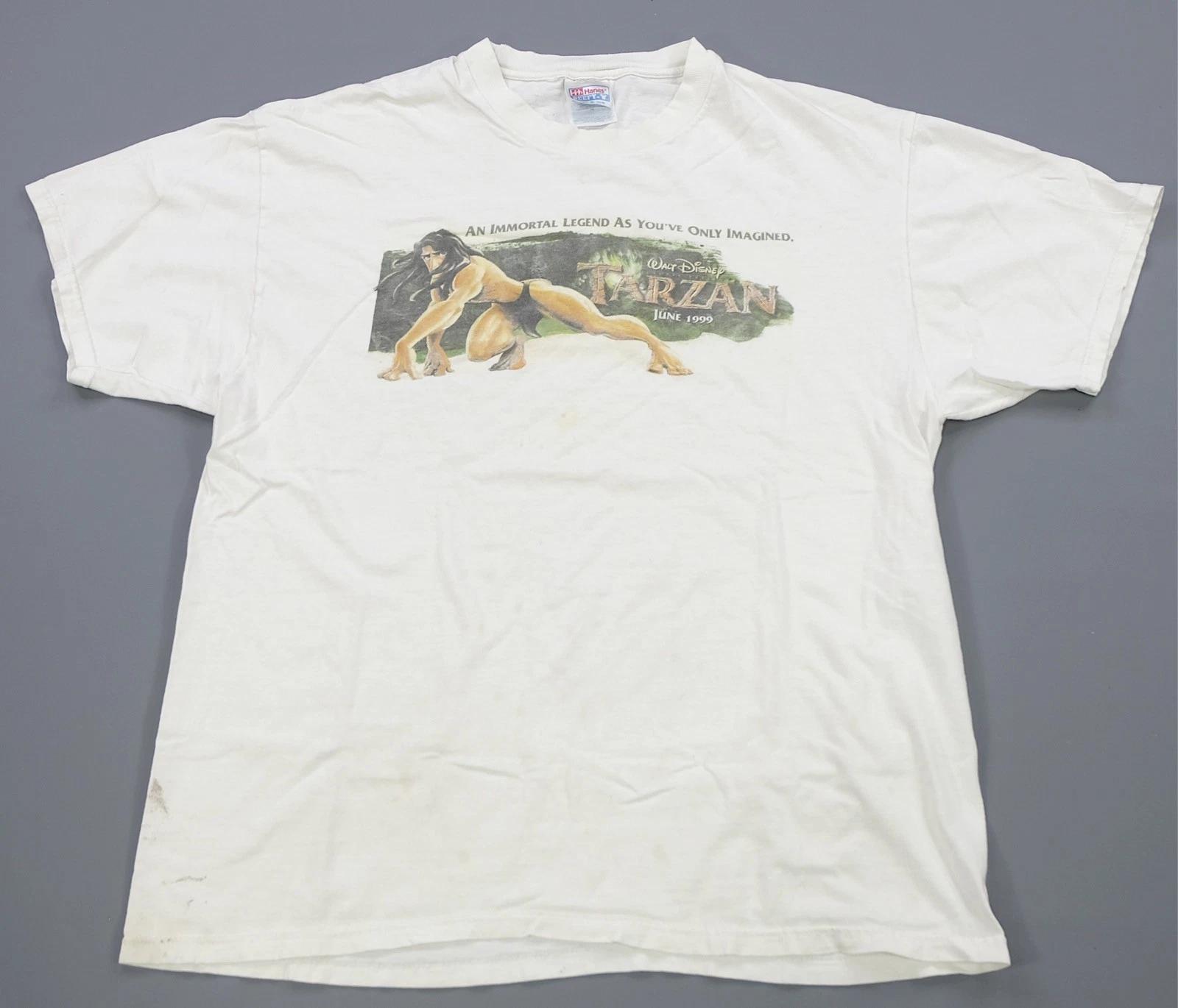 Rare Vintage Walt Disney Tarzan 1999 Film T Shirt 90s Animated Movie White SZ XL S