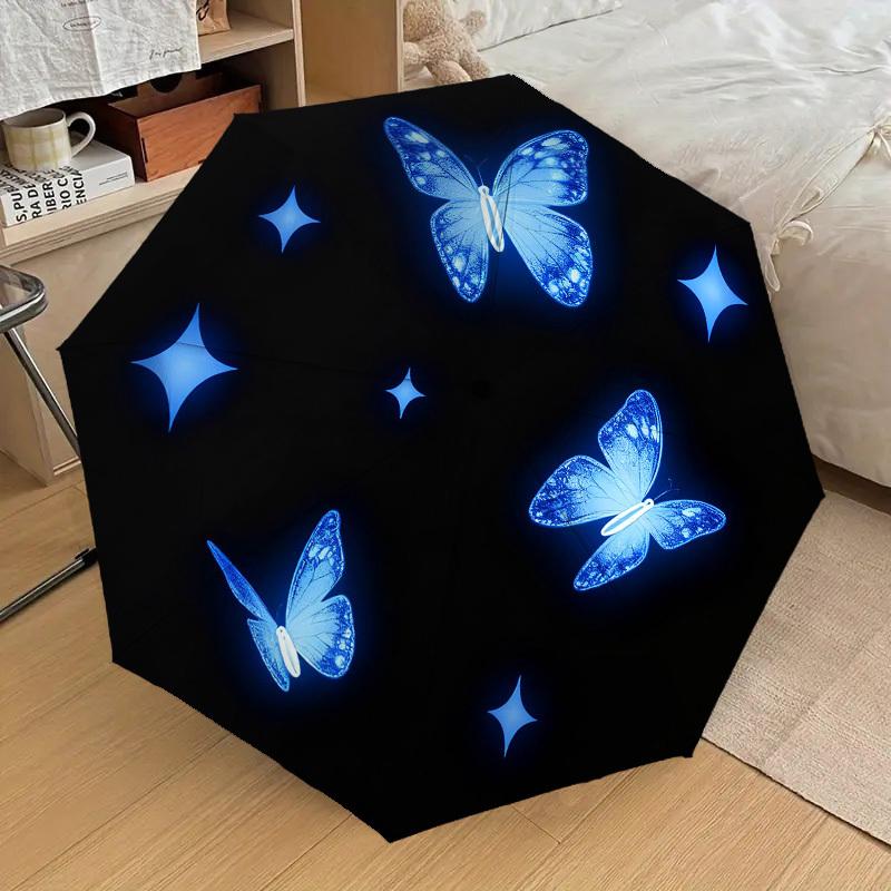 

1pc Butterfly Stars Automatic Folding Umbrella, Heavy Duty 8 Rib Iron Frame, Suitable for Travel, Daily Use, Birthday, Decor Gift 55
