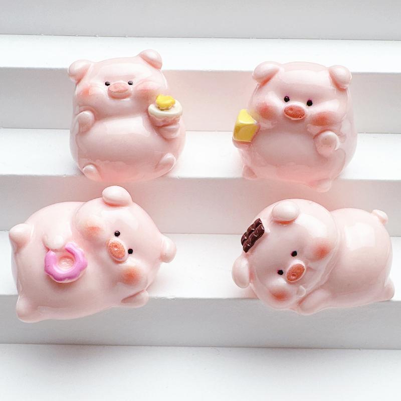 Cute Mini Cartoon Piggy Ornaments Resin Pink Pig Computer Desktop Home Decoration Office Garden Car Decor Accessories Gift