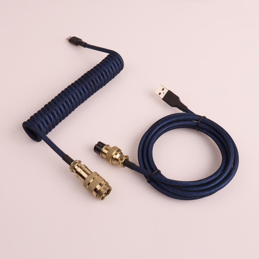 Custom Coiled Type C Gx16 Usb Cable Aviator Cable Usb C Cable Braided for Mechanical Keyboard