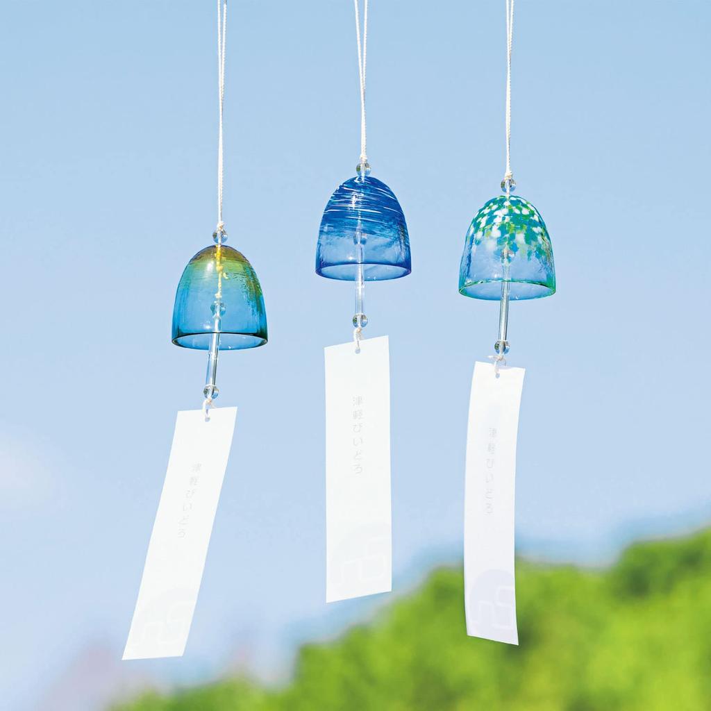 ADERIA Tsugaru Vidro Wind Chime, "Cool Mountain Sky," Made in Japan, Gift Box Included, Stylish Handmade Glass Gift for Women, Mother's Day, Father's
