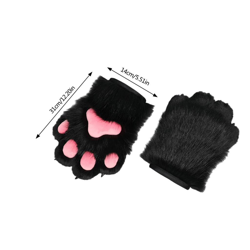 Anime Cats Paws Gloves Furry Plush Beast Paws Gloves for Girl Women Halloween Party Costume Handwear Cosplay Accessories