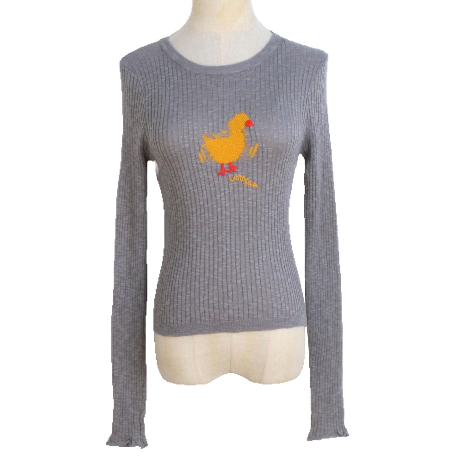 

2025 Spring Women s Cartoon Duck Jacquard Knit Sweater - Round Neck, Long Sleeve, Small Fit Small