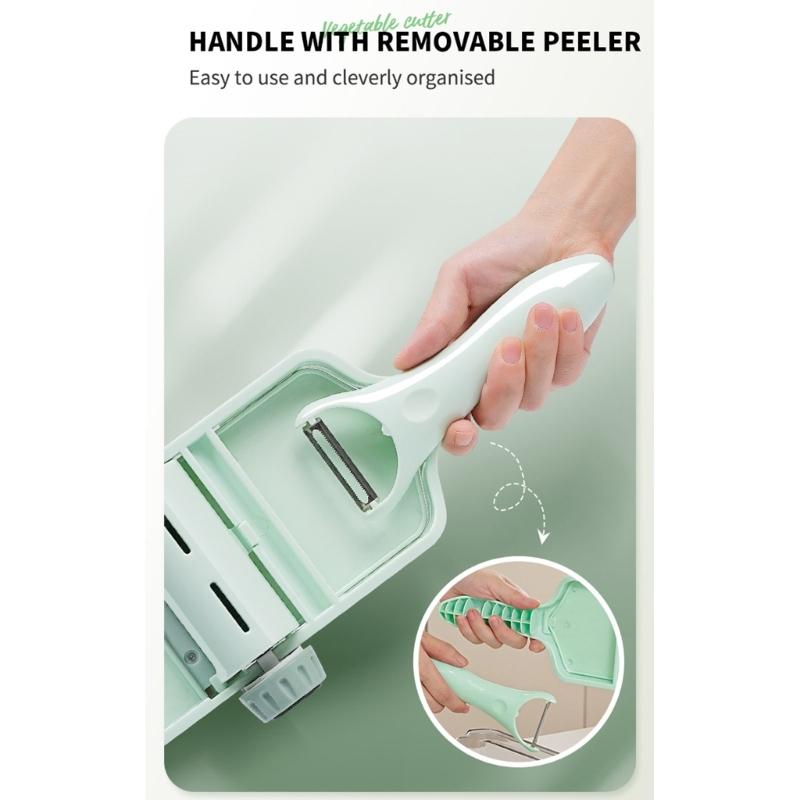 Handheld Kitchen Mandoline Slicer for Vegetables Cheese Manual Onion Cutter Practical Food Cutting Tool with Container