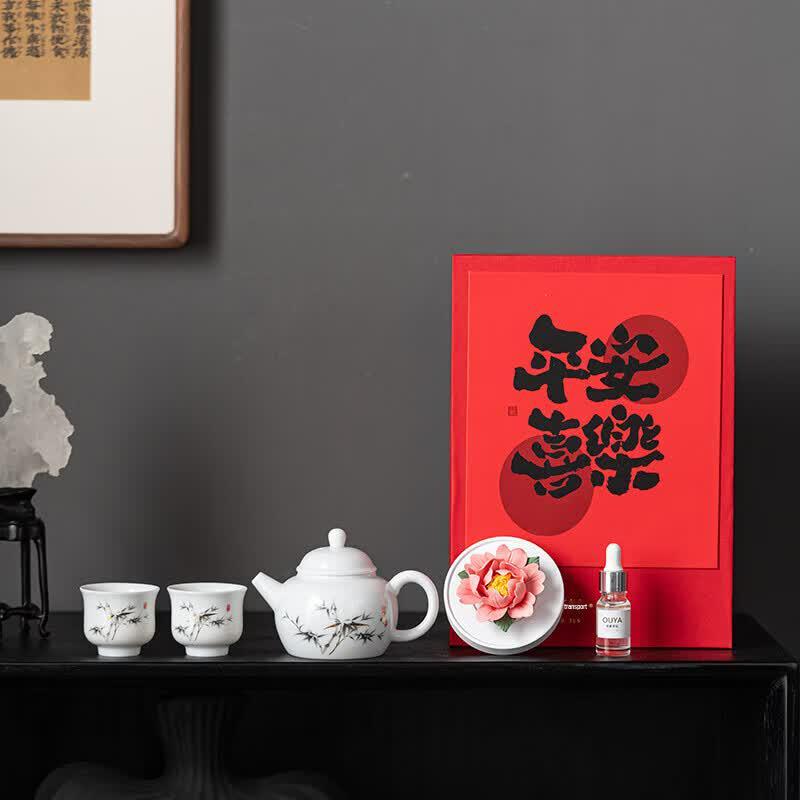 Hongyu Peace & Joy Ceramic Tea Set Gift Box