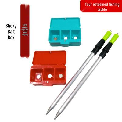 Compact Magnetic Powder Bait Box with Ground Stake for Fishing