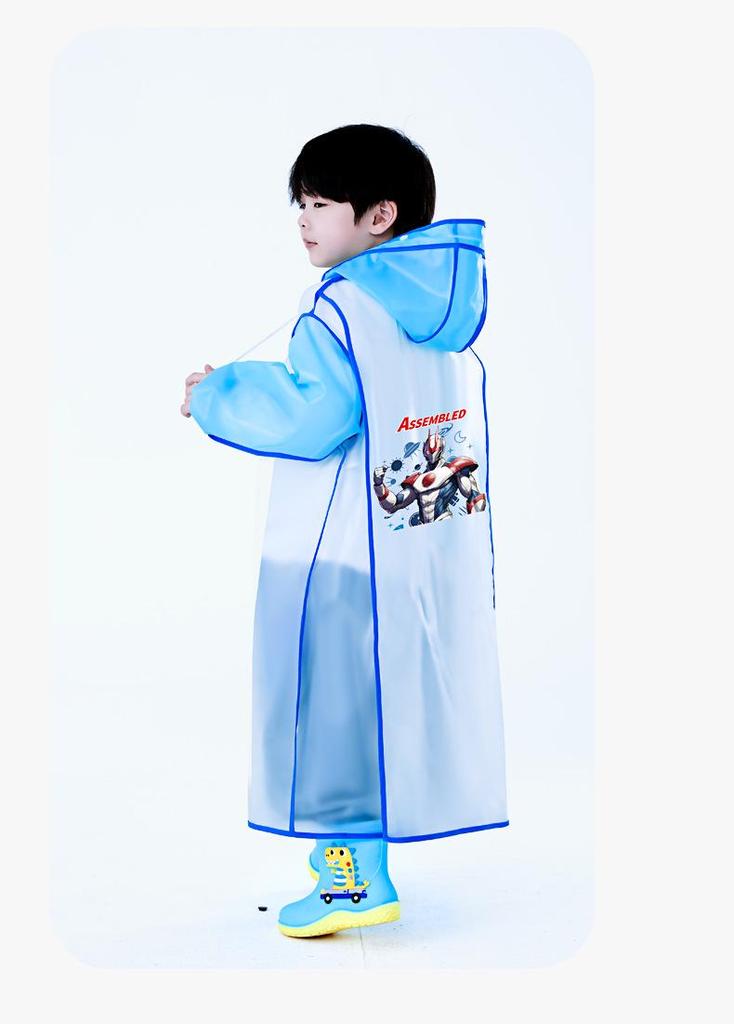 Children's Cartoon Raincoat with Backpack Slot - Large, Full-Body for Primary Students