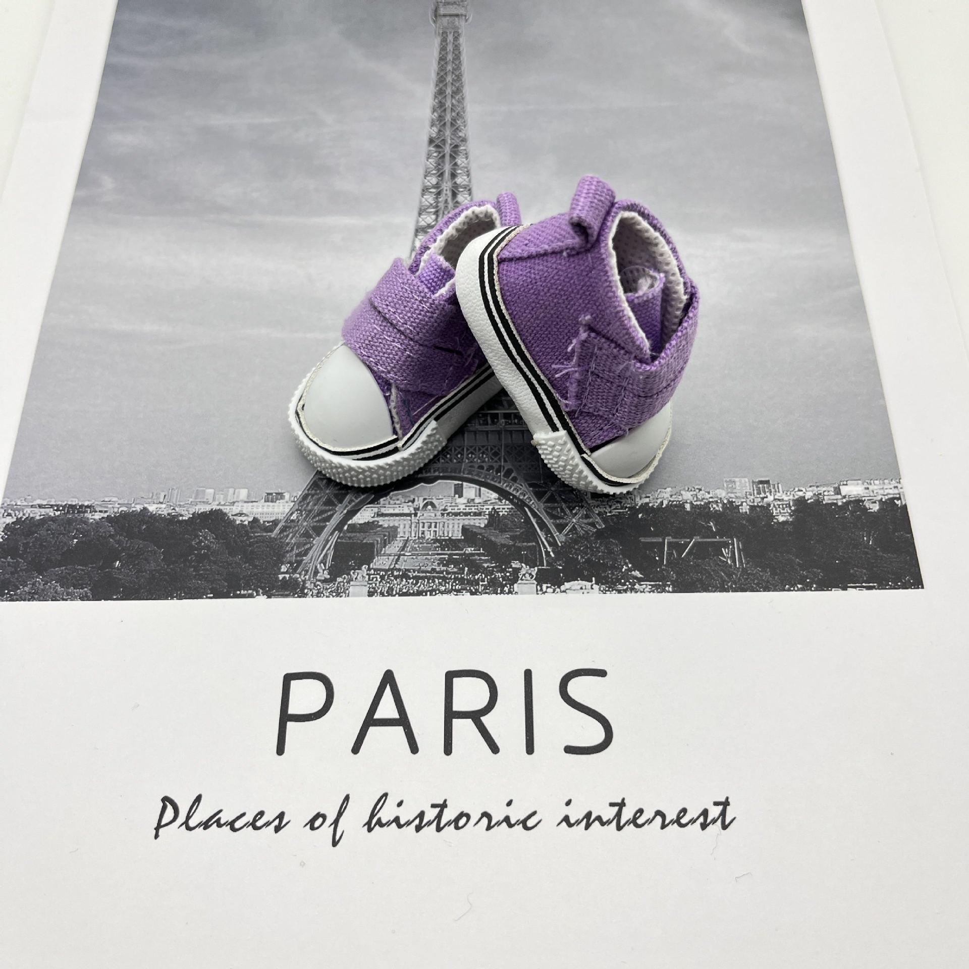 

20 см BJD кукольные туфли из парусины с липучками, размер 5 см Мини для кукол SD фиолетовый