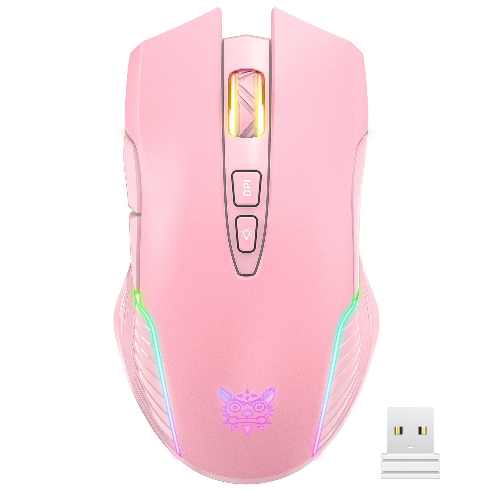 

Бездротова ігрова миша CW905 RGB 2.4G, акумуляторна комп’ютерна миша з 5 регульованими DPI до 3600, ергономічна комп’ютерна миша для ноутбука з 7 кнопками 12.7*7.1*4cm рожевий