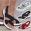 New Autumn and Summer Slope Heel Velcro Fish Mouth Muffin Cross Women's Sandals Large Size Women's Shoes