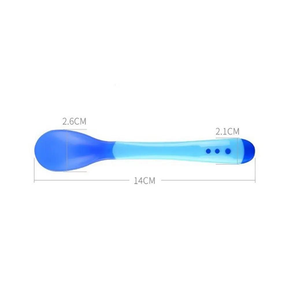 2PC Set Spoon and Fork Temperature induction spoon soft silicone Tableware Feeding Dishes Cheap Utensils Solid Feeding