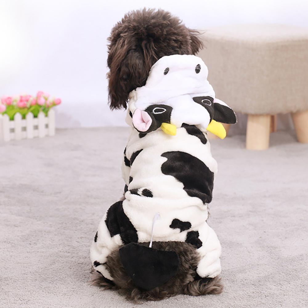 Cartoon Winter Puppy Clothes Coral Velvet Warm Pet Outfit XS-L for Corgi Chihuahua Dinosaur Panda Elk