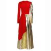 Womens Liturgical Dance Jumpsuit Metallic Color Block Patchwork Irregular Drape Wide Leg Choir Performance Costume
