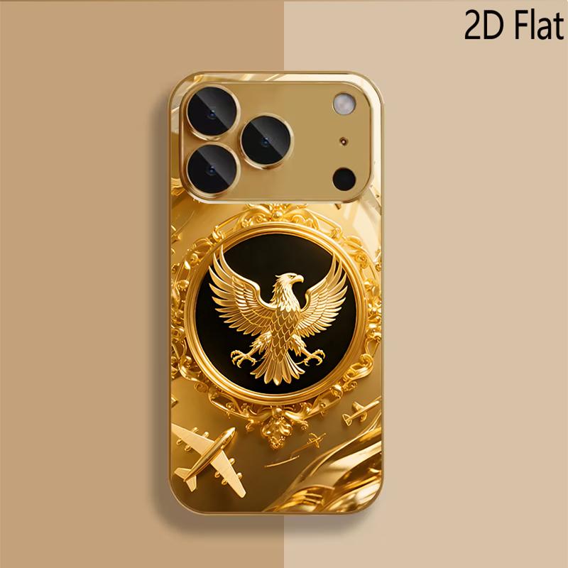 Golden Wing Patterned tempered glass design for iPhone16 17 Pro Max 15 14 13 12 11 ProMax Phone Case Camera Cover Shockproof H