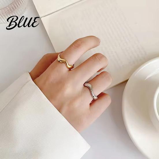 One-piece Open Ring Women Finger V-Shaped Curved Geometric Adjustable Fit