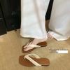 Korean Style Women's Square Toe Non-Slip Summer Sandals - Casual French Thong Flip-Flops for Outdoor Wear