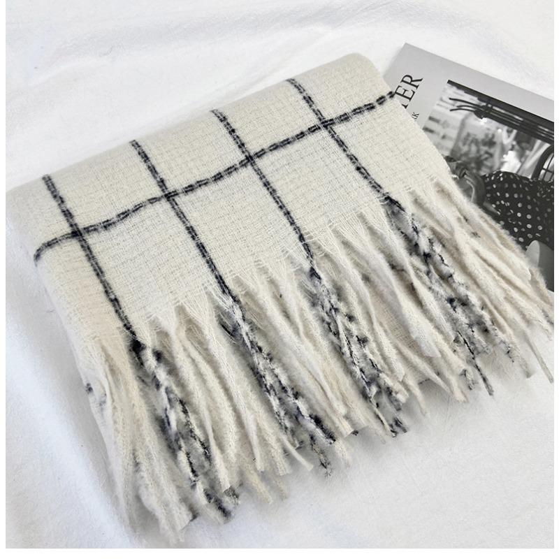 Korean Cashmere Retro Warm Shawl Scarf for Fashion Autumn Winter Men Women Versatile Tassel Scarves Classic Plaid Students Wrap