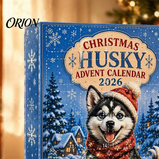 Pet Lover Gift Idea Husky Christmas Advent Calendar 2026 with 24 Unique Acrylic Pendants for Tree Decorations, Home Decor Accessory Cute Dog