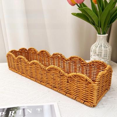 Lightweight Rattan Weave Basket Rectangular Home Organization Basket  Home Decoration