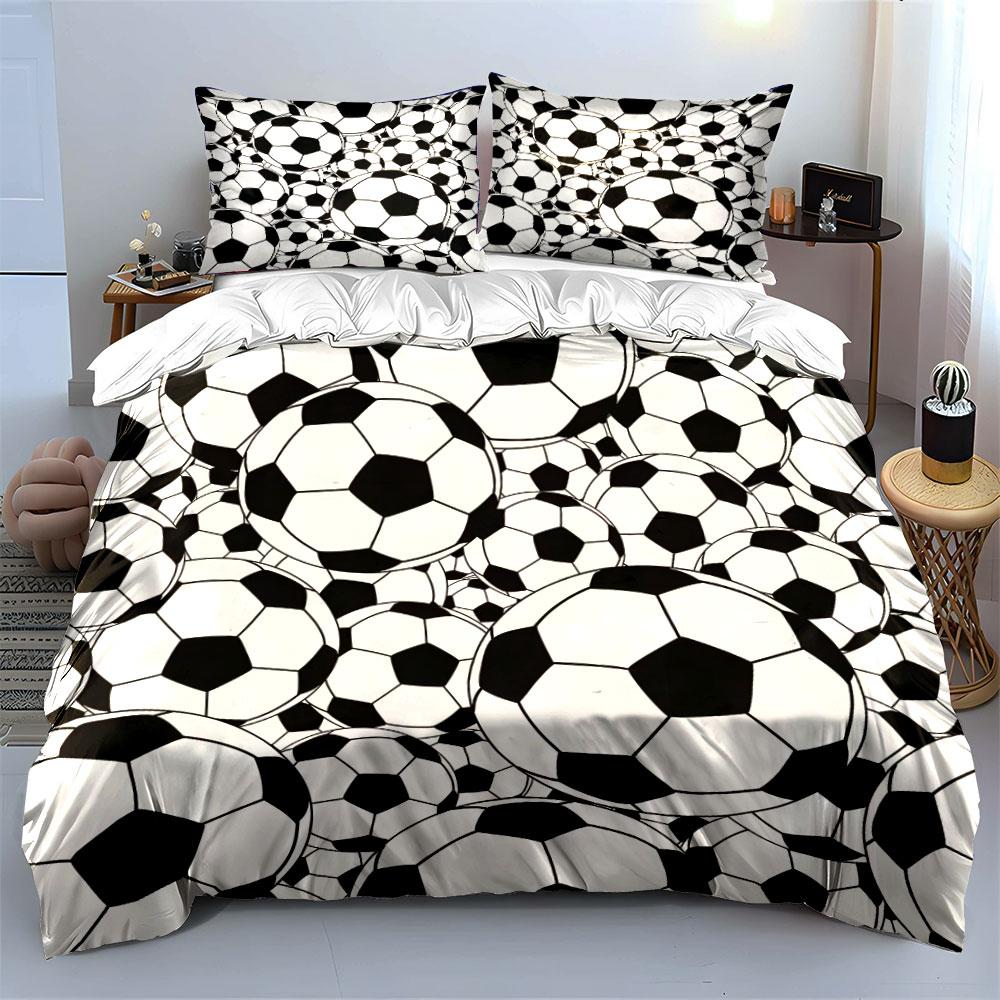 Soccer-Themed Three-Piece Sports Set Kid'S And Adults' Bedroom Decor, Exquisite Three-Piece Bedding Set Gift
