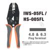 IWISS Flag-type crimp terminals, 187 and 250 series, L-type faston terminals, crimping tool, EDM cut, 0.5/2.5mm², IWS-FL IWS-05FL