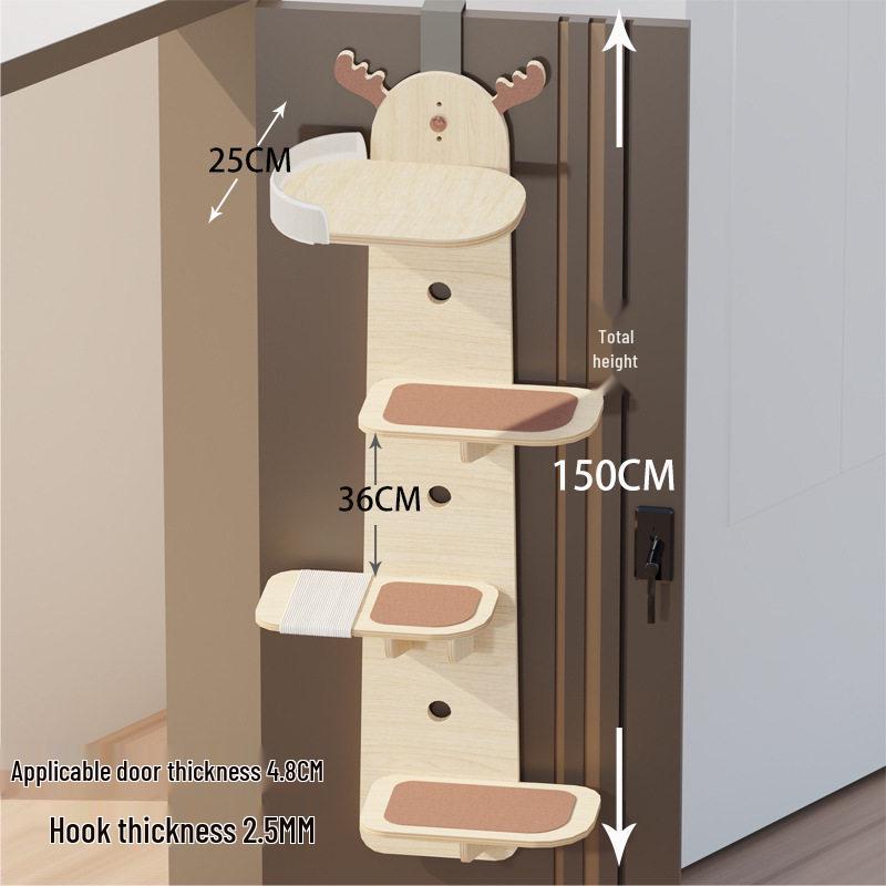 Door-Mounted Cat Tree & Hammock: Space-Saving Solid Wood Climbing Platform & Bed for Cats