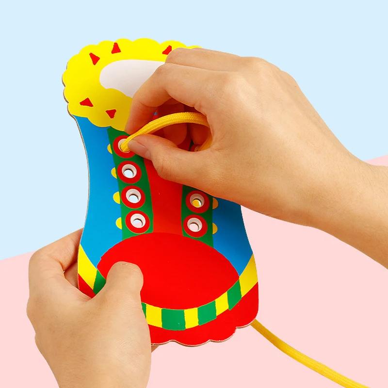 Shoelace Threading Teaching Toys Learn To Tie Shoelaces Toy Kids Toddlers Fine Motor Skills Toy Early Educational Toys Boys Girl