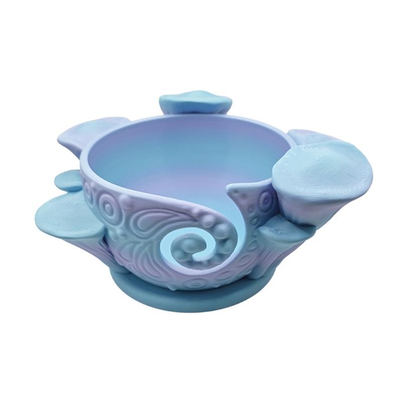 

3D Printed Plastic Yarn Dispenser Bowl Knitting Wool Organiser with Holes For Knitting Weaving Crochet Craft Project синий