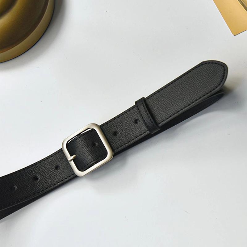 Ladies' Simple and Versatile Korean Fashion Student Square Buckle Belt for Women Korean Version Bf Trendy Trouser Belt