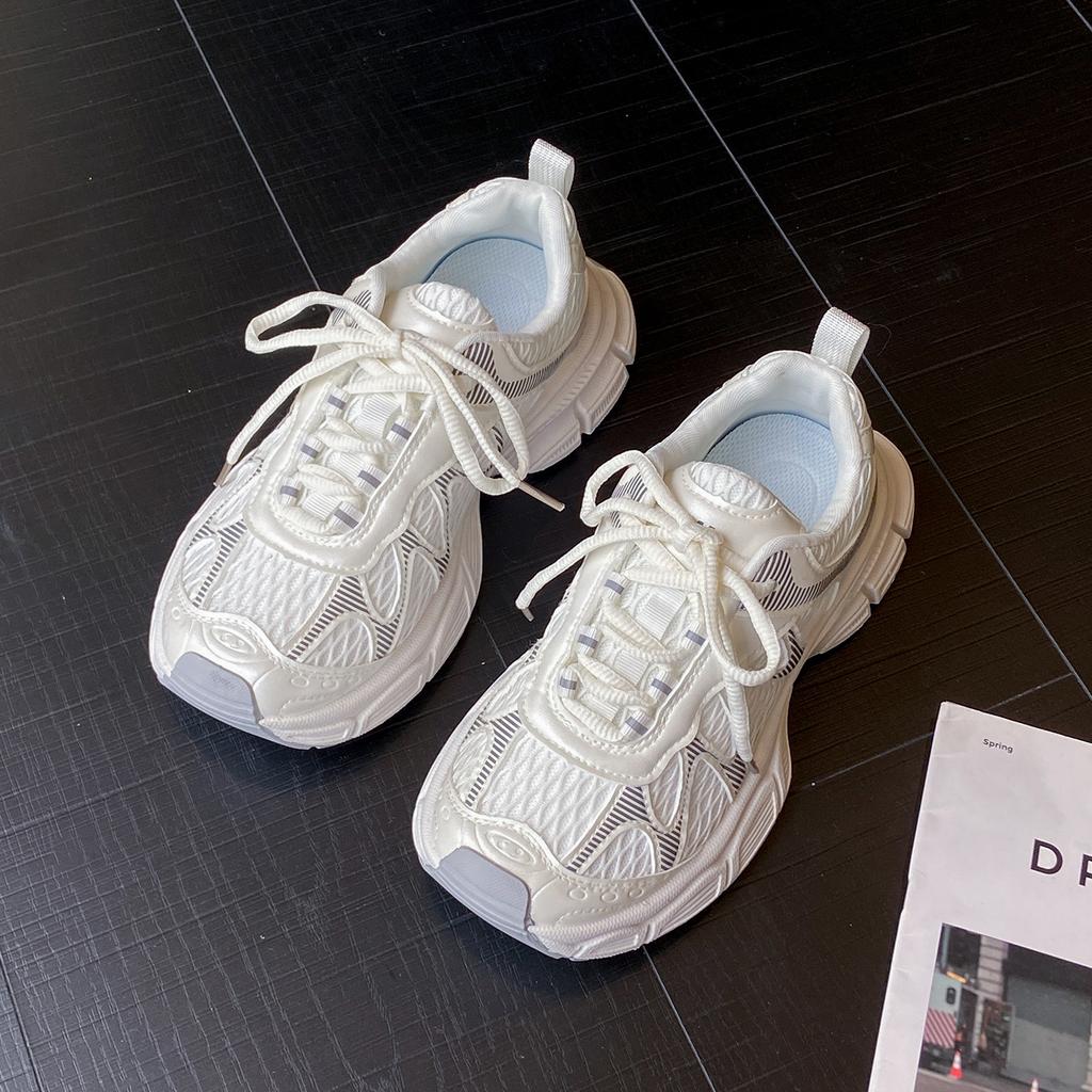 Platform Dad Shoes Women's 2025 Summer New Women's Shoes Mesh Breathable Casual Sports Shoes Soft Leather Versatile Forrest Gump Shoes