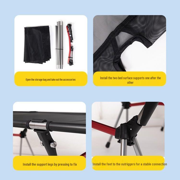 Adjustable Aluminum Folding Camping Bed with Oxford Cloth