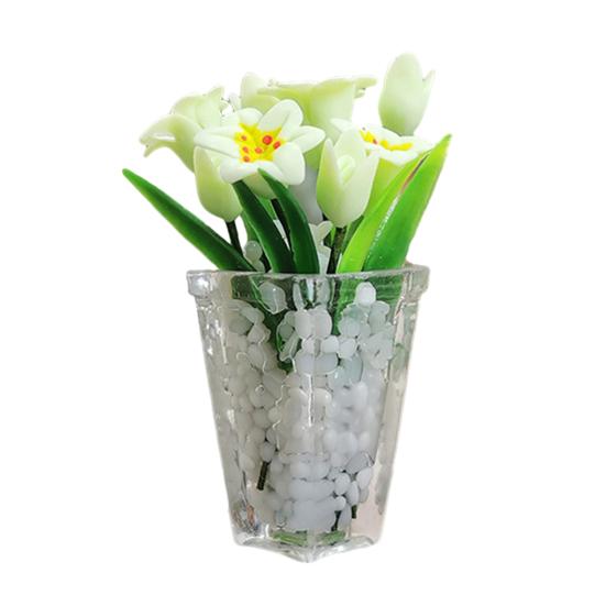Miniature Potted Lily Toy Realistic Resin Mini Flower Vase Model Figurine DIY Photo Prop 1/12 Dollhouse Decoration Accessories