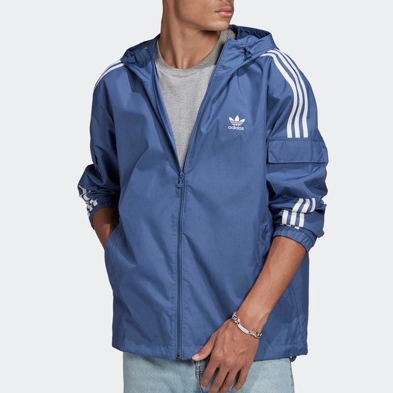 adidas originals 3-stripes Wb Fz Woven Hooded Jacket Blue Men's GN3469