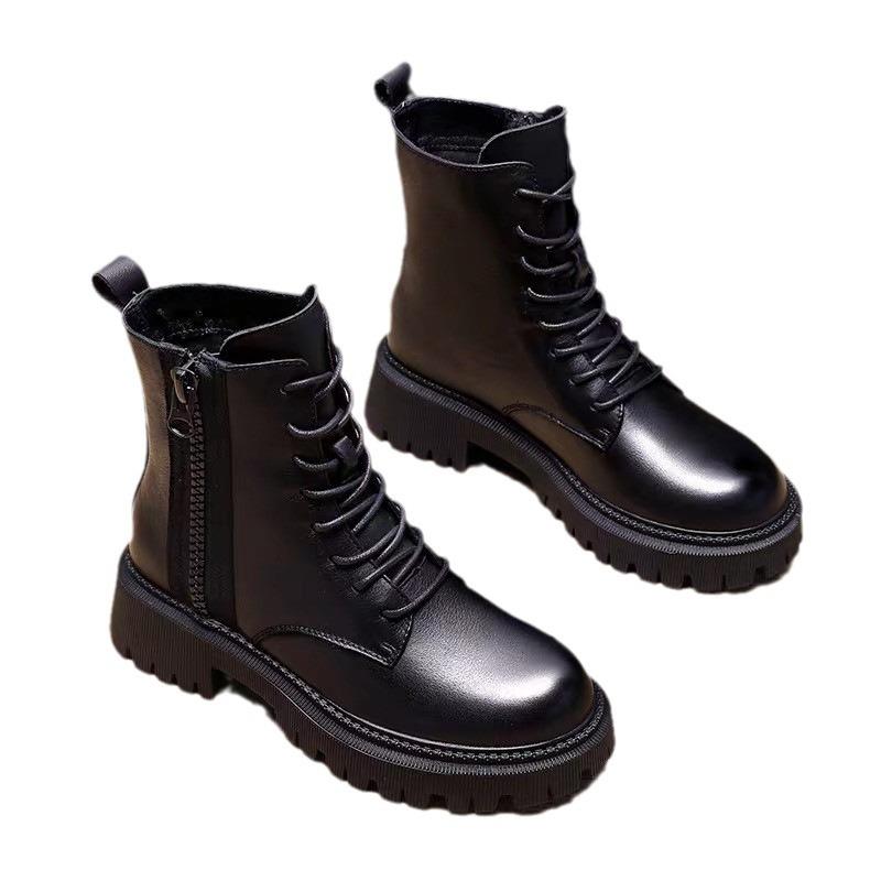 New Thick-Soled Female British Style Boots Wild Winter Short Boots Women Shoes Cotton Shoes Winter Plus Velvet