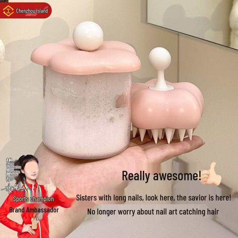 2-in-1 Silicone Shampoo Brush & Foaming Bottle: Soft, Hands-Free, Massage & Clean Set