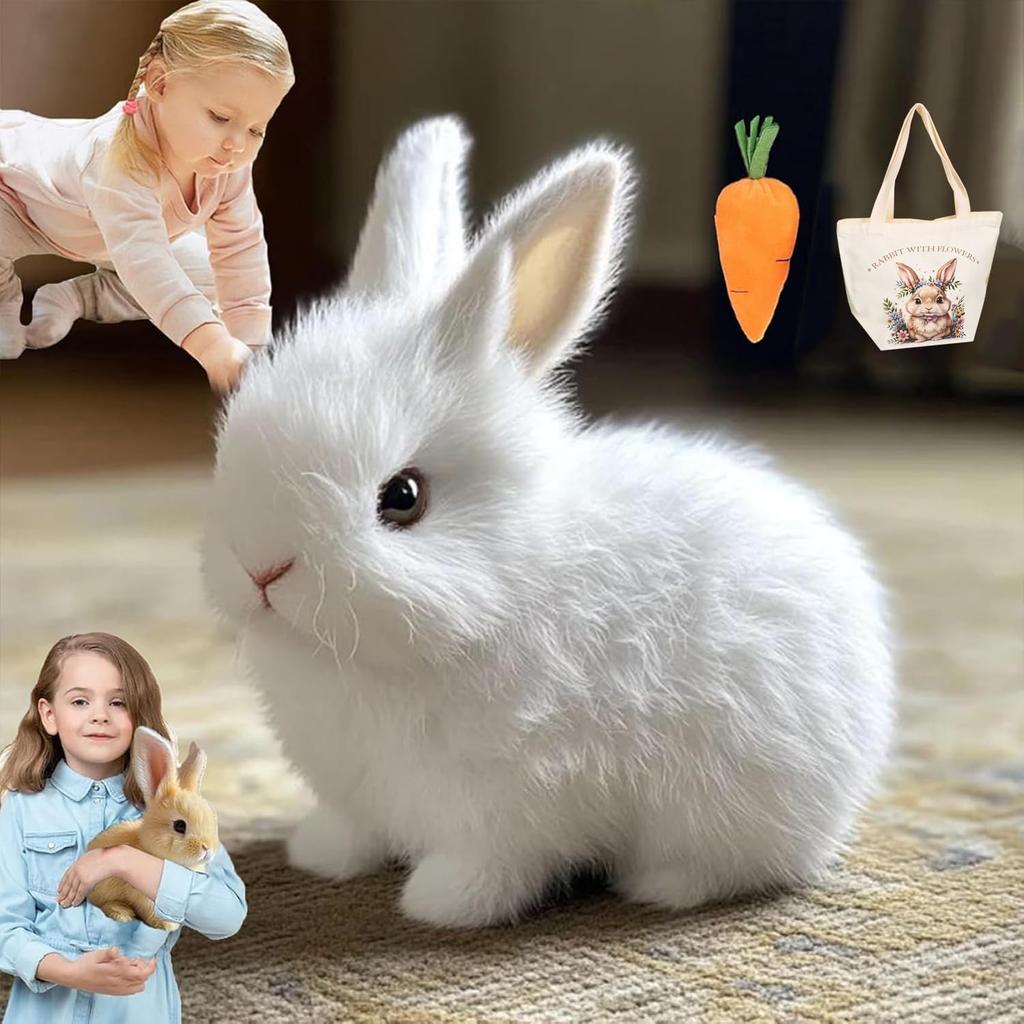 Easter My Realistic Bunny Toy, Walking Toy Figure, Interactive Bunny, Jumping, Moving Plush Toy, Twitching, Wiggling Ears, Realistic Bunny Toy, Bunbi