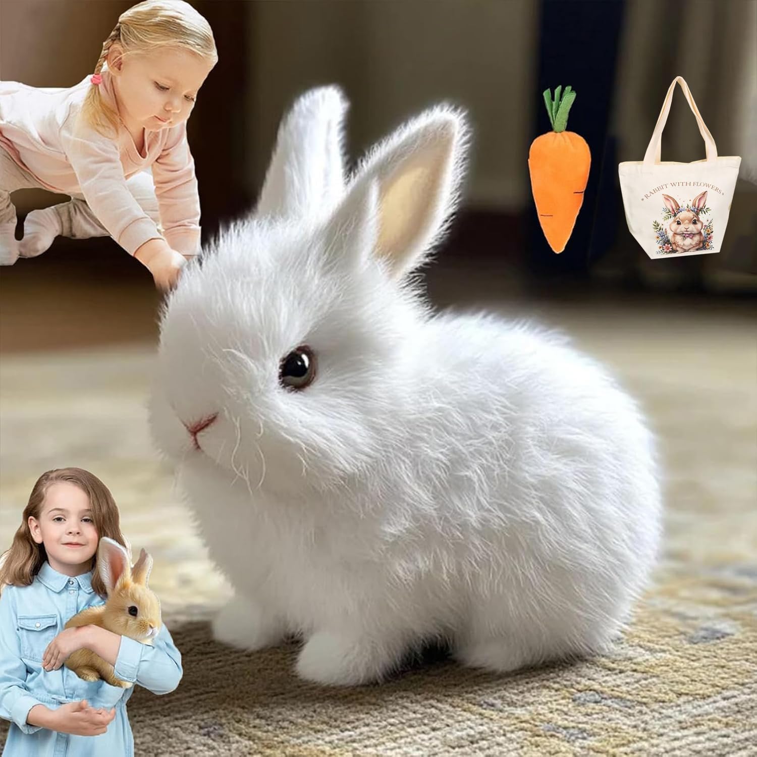 Пасхальная Моя Реалистичная Игрушка Кролик, Ходячая Игрушечная Фигурка, Интерактивный Кролик, Прыгающий, Двигающаяся Плюшевая Игрушка, Подергивающийся, Шевелящиеся Уши, Реалистичная Игрушка Кролик, Банби
