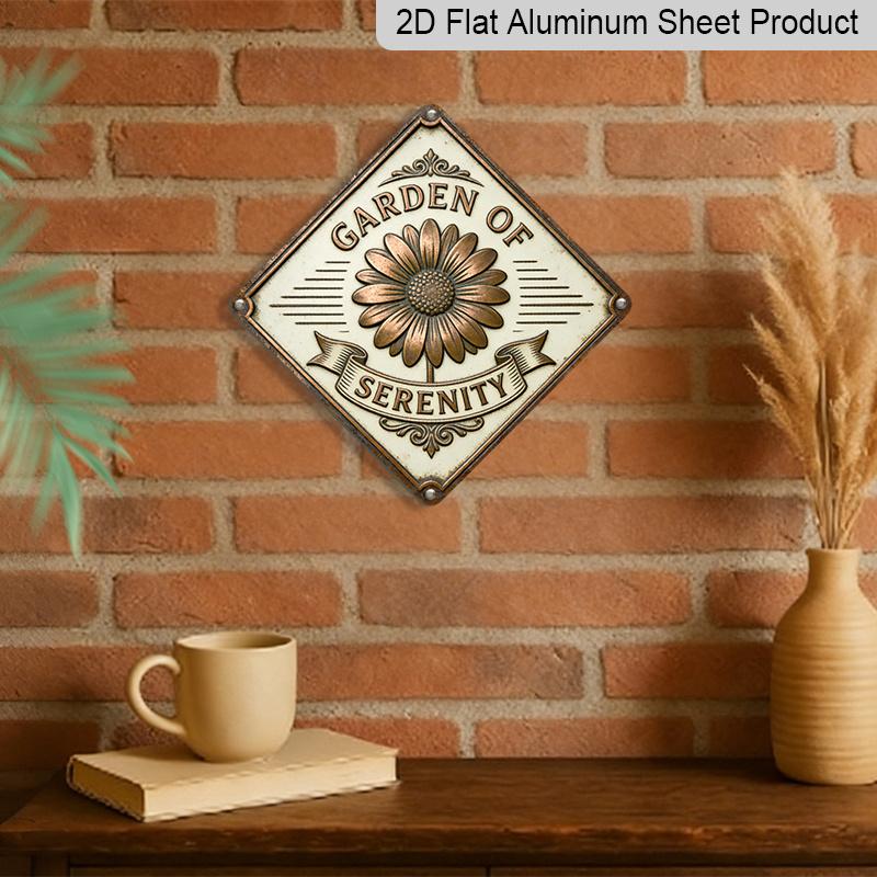 2D Flat, 1pc Vintage Serene Garden Theme Aluminum Wall Plaque - Thin Metal Sign Suitable for / Decoration - Memorial Gift for Father, Wall-Mounted