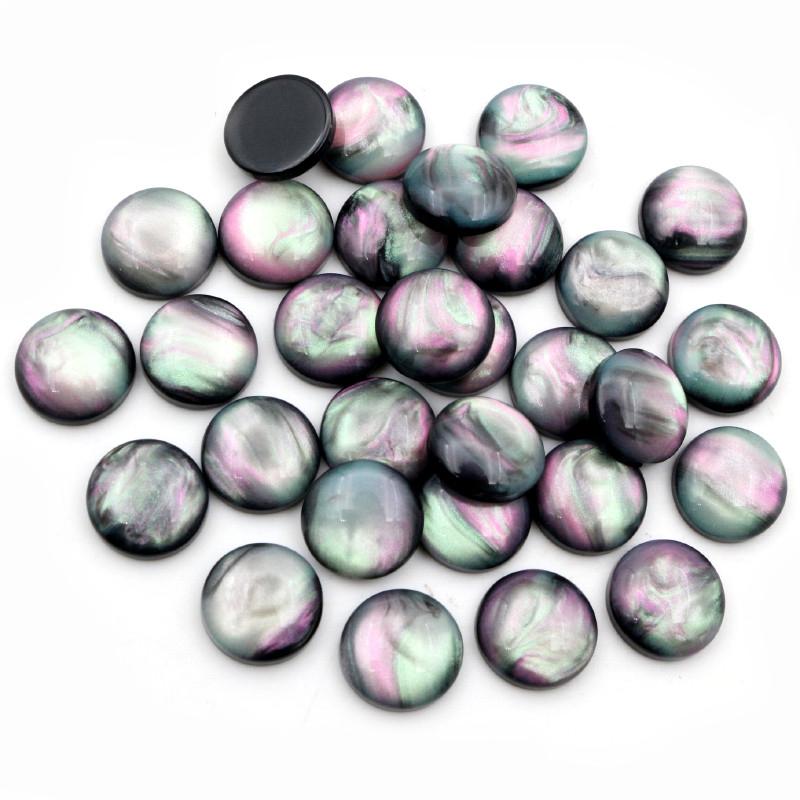 

New Fashion 40pcs 8mm 10mm 12mm Black White Color Flat Back Resin Cabochons Cameo 8mm чёрный