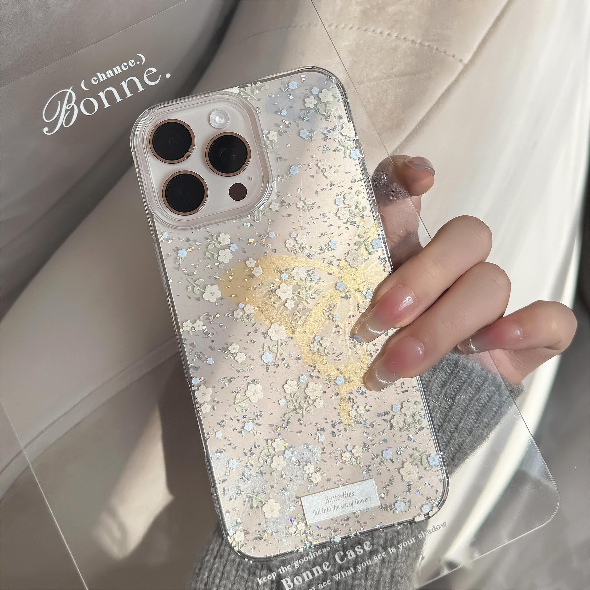 

The Shining Butterfly Is Suitable for Apple 16promax Phone Cases. 17 Fresh Little Flowers Iphone14 Beautiful 11 Transparent 12pro