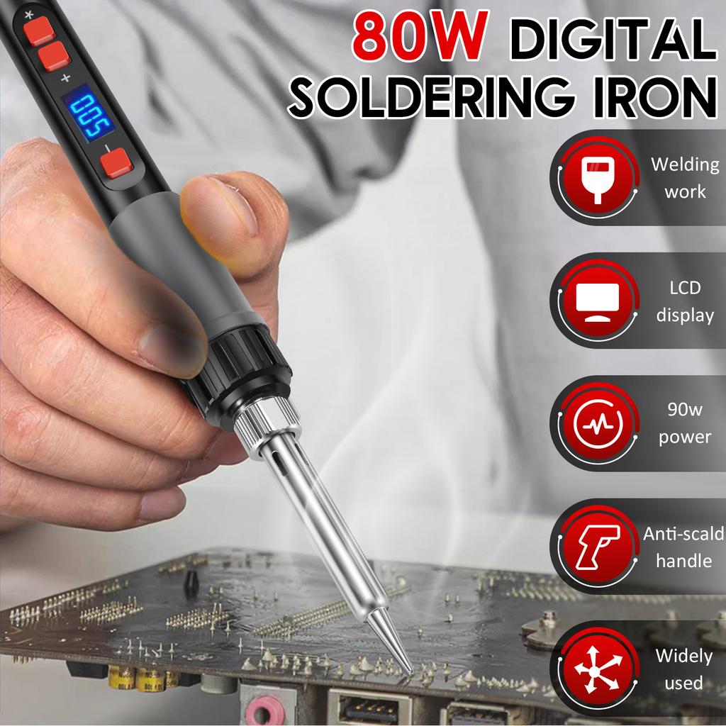 16 in 1 Multifunction Electric Soldering Iron Tool 80W Soldering Iron Set Adjustable Temperature LCD Solder Welding Repair Tool