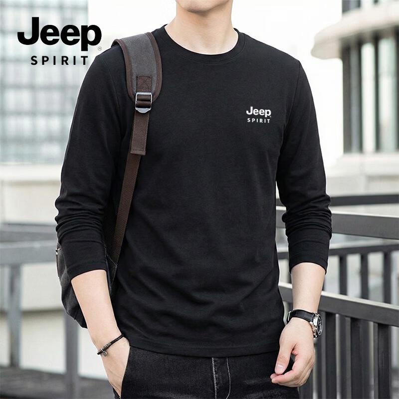 JEEP SPIRIT Men's 220G Pure Cotton Long-Sleeve T-Shirt