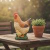 Hen Statue with Chick Outdoor Mother and Hand-Painted for Patio