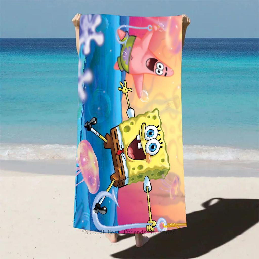 Cartoon SpongeBob SquarePants beach towels, quick-drying and soft, unisex. Can be used as children's beach blankets